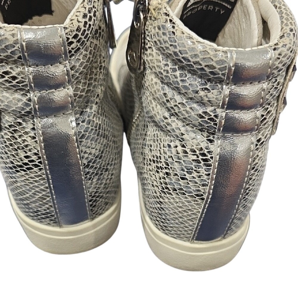Vintage Havana VH Design Snakeskin High Top Sneakers Silver Metallic Zip Up 9 - Picture 5 of 9